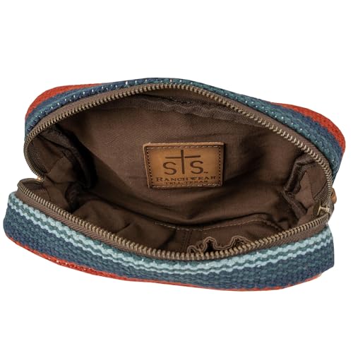 STS Ranchwear Chaynee Valley Serape Collection Bebe Cosmetic Bag ? Western Style, Genuine Leather & Cotton Bag (STS-34149)