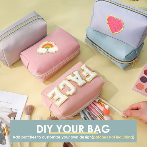 Kigeli 12 Pcs Nylon Makeup Bag Bulk Cosmetic Pouches Preppy Cosmetic Bag for Women Waterproof Travel Zipper Organizer Little Outdoor Accessory Makeup(Nylon, Foam,Morandi)