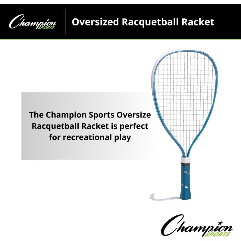 Oversized Racquetball Racket with Aluminum Frame and Leather Grip