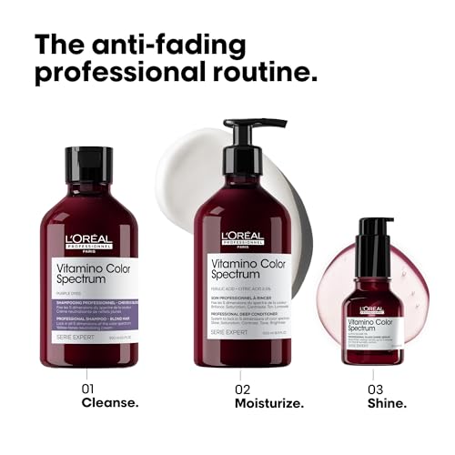 L'Or?al Professionnel Paris Vitamino Color Spectrum Purple Shampoo - Neutralizes Yellow Tones, Enhances Shine & Vibrancy, Maintains Day 1 Hair Color, Hydrates & Strengthens Blonde Hair