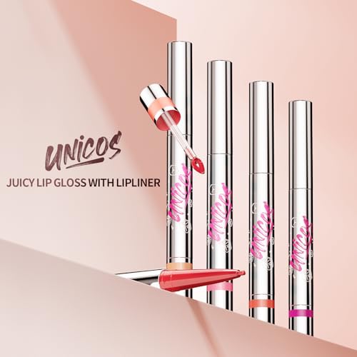 Unicos Dual-Side Lip Plumper Gloss, Fruit Flavored, Moisturizing, Non-Sticky, Vegan, Cruelty-Free, 0.09 oz (Peach Smoothie, Regular), Valentine's Day, Gifts for Her