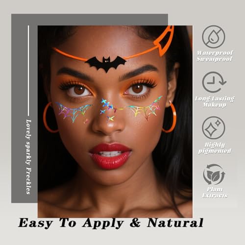 Holographic Face and Body Glitter Tattoo, Gold Glow Star Sparkles, Festival Makeup Accessories