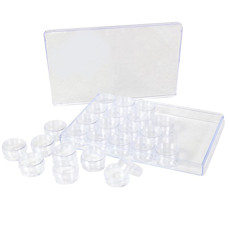 Plastic Bead Storage Case with 24 Removable Jars - Clear Craft Organizer