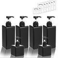 6 Pack Shampoo and Conditioner Dispenser Bottles, 4 Pack 22 Oz & 2 Pack 8 Oz Refillable Square Plastic Pump Bottles for Dispensing Lotions, Shampoo, Conditioner, and Body Wash (Black)