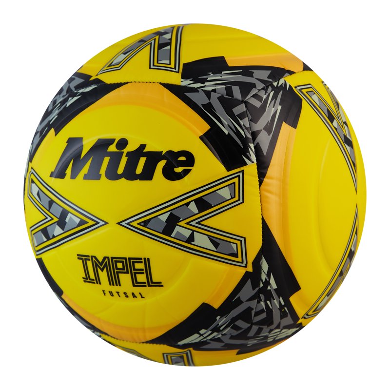 Mitre Impel Futsal Training Soccer Ball - 6-Panel Durable Soft-Touch, Yellow/Black (Size 4)