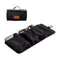 Toiletry Bag Can Hanging Small Roll-Up Makeup Organizer Bag with 3 Detachable Transparent Mesh Folding Cosmetic Travel Bags for Women & Men Black Toiletries Organizer Bag Gym Camping Grooming, Black