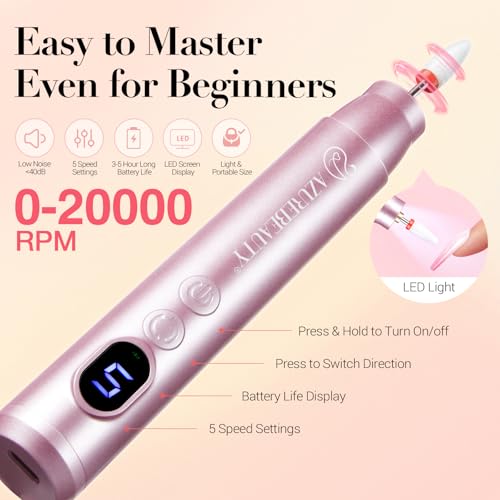AZUREBEAUTY Dip Powder Nail Kit with Electric Nail Drill 24 Colors Spring Summer Blue Purple Nail Starter Kit with Dip Liquids Base Top Coat Activator Portable Manicure French Nail Art Essential Set