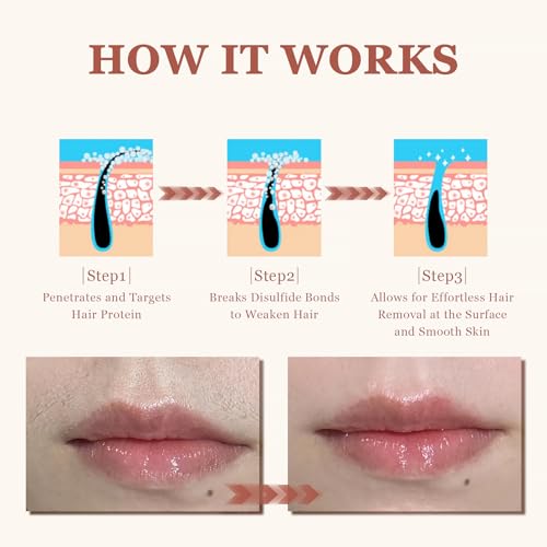 Facial Hair Removal Cream Kit for Women Face Sensitive Skin with Calm Cream, Painless Facial Depilatory Cream for Face Chin Lip Fuzz, 4 Mins Hair Remover At Home, 2.37 fl.oz w/Spatula