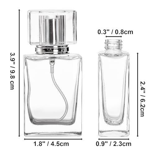 Foraineam 8 Pieces 30ml / 1 oz. Fine Mist Perfume Spray Bottles, Clear Glass Cosmetic Atomizer Bottle, Refillable Travel Perfume Bottles Empty Fragrance Essential Oil Container with Spray Applicator