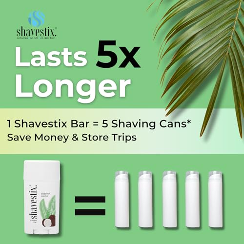 Shavestix Shaving Cream Stick 2.75 Oz - Travel Size Toiletries for Women | 5x Lasting Coconut Milk Shave Stick Roll on for All Skins | Razor Friendly Unisex Hair Removal Cream Bar