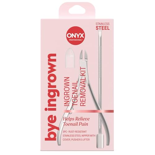 Onyx Professional Ingrown Toenail Kit with Toenail Clippers & Double-Ended Cuticle Pusher, Durable Stainless Steel, Easy to Use Ingrown Toenail Removal Kit, 2 Piece At-Home Pedicure Tools