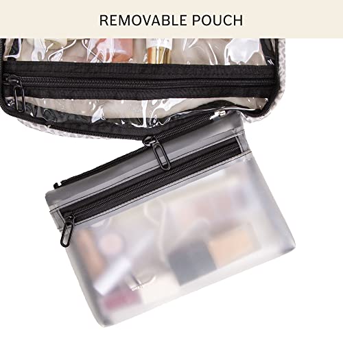 Jadyn Hanging Toiletry Bag, Expandable Toiletry Organizer for Women, Water Resistant Large Travel Cosmetic Bag for Full Size Makeup, Toiletries, Lotion, Shampoo, Accessories (Desert Leopard)