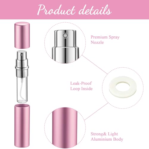Zonon 56 Pieces 5ml Refillable Perfume Atomizer Mini Refillable Spray Perfume Bottle Portable with 56 Pieces Refill Pump Dispenser Pump Transfer Tool for Outgoing Valentine's Day(Purple, Pink, Silver)