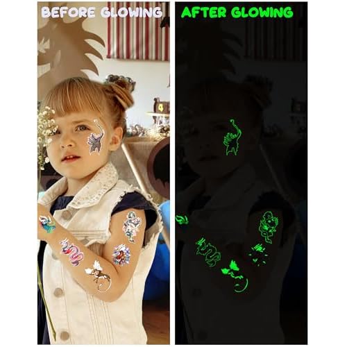140 Pieces Luminous Dragon Temporary Tattoos Dragon Party favors for Kids Adults,Glow in The Dark Dragon Tattoos Stickers Party Supplies Dragon Birthday Party Favors Goodie Bag Fillers