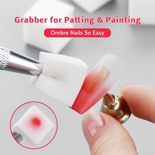 Sponges Pat Gel Nail Polish Palette, 24 Colors Blending Ombre Gel Polish Patting Gradient Painting Nails Art, No Wipe, UV/LED Cured, 100Sponges 1Grabber (Set A)