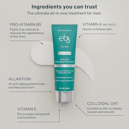 eb5 Men¡¯s All-in-one Anti-Aging Face Cream | Formulated with Retinol, Vitamins E, B5, and A to Moisturize, Reduce Lines and Soothe Razor Burn - 4 Fl Oz