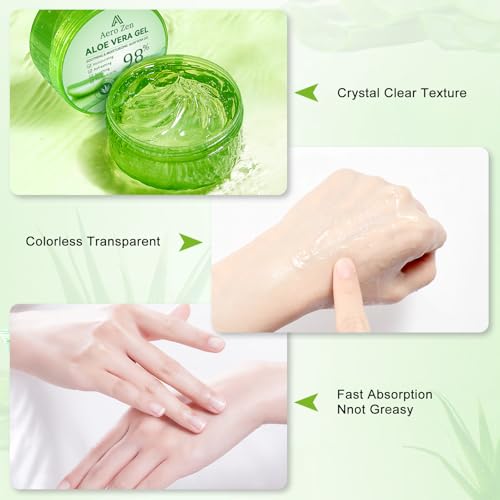 Organic Aloe Vera Gel for Face Made within 12 Hours of Harvest, 98% Pure Aloe Vera Gel for Skin, Scalp, & Hair, Soothing Aloe Face Moisturizer, Multipurpose Skin Care£¨20oz£©