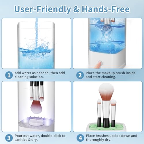 Electric Makeup Brush Cleaner -7000 RPM Plug-In Automatic Brush & Sponge Cleaning Machine with Fast Dry Function - IP65 Waterproof Makeup Brush Cleaner