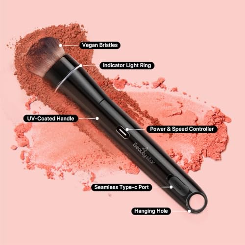 360¡Æ Rotating Makeup Brush with 2 Replaceable Brush Heads, 2 Adjustable Speeds, Fast and Smart Electric Makeup Application, Time-Saving, Valentines Day Gifts