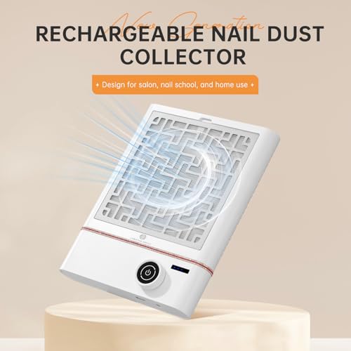 Nail Dust Collector, Bling Diamond Cordless Rechargeable 5000RPM Vacuum Nail Tech Fan Extractor, 12000mAh Professional Nail Duster Suction, Low Noise, Salon&Home