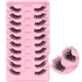Ahrikiss Half Lashes Natural Look 10 Pairs Wispy Cat Eye Lashes 10mm 3D Fluffy False Eyelashes with Clear Band Short Half Eyelashes (TB02)