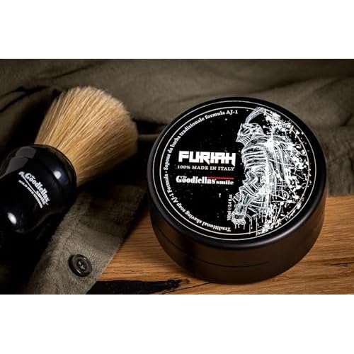 The Goodfellas¡¯ Smile FURIAH (Leather & Wood) Italian Shaving Soap ? Premium Tallow-Based Wet Shaving Soap for Razor Glide, Brush Lather & Bold Scented Grooming