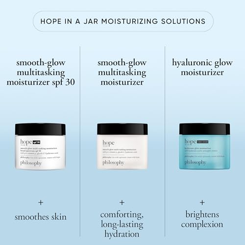 philosophy hope in a jar smooth-glow multi-tasking face moisturizer + spf 30 - with pro-vitamin P, glycolic acid & hyaluronic acid - provides deep & long-lasting hydration - 2 fl oz