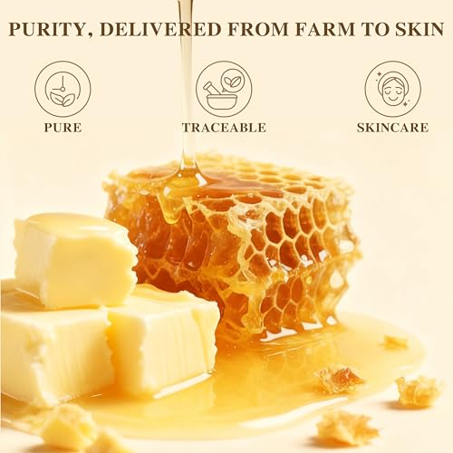 Organic Beef Tallow Honey Balm, Whipped Moisturizer for Face and Body, Grass Fed Beef Tallow for All Skin, Safe Natural Edible Grade Ingredients, Pure Unscented Cream, Day Night Skincare, 5.3 oz