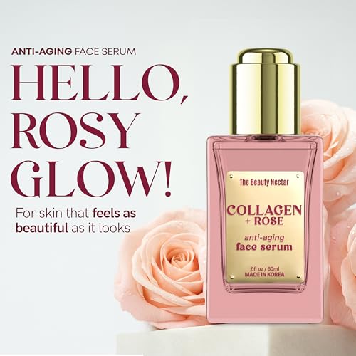 Collagen Face Serum with Rose ? Firms Skin, Boosts Hydration, Soothes Dryness ? Dermatologist Tested, Anti-Aging, Korean Skin Care ? Clean Vegan Formula for Sensitive Skin ? 2 Fl Oz