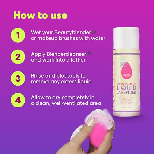 beautyblender¢ç | Blendercleanser¢ç Tool Wash | Lavender Purifying Liquid Soap | Hand, Sponge, Brush, Makeup Tool Cleanser | Lavender-Scented, Vegan, Paraben-Free, Sulfate-Free, 5 oz