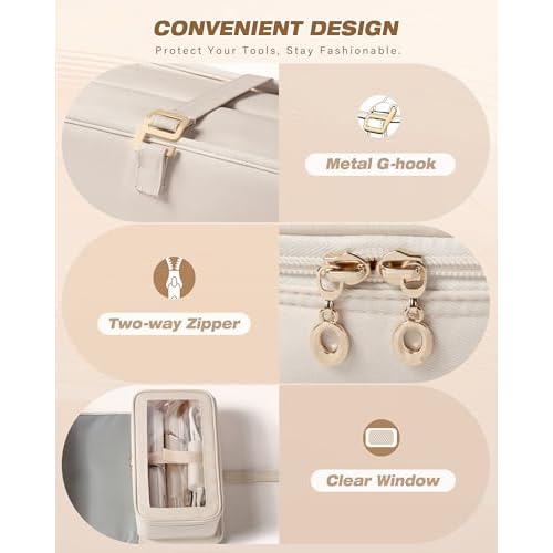 Hair Tools Travel Bag with Heat Resistant Mat Compatible with Shark Flexstyle, Hair Tool Organizer for Multi-Stylers and Hair Dryer, Beige