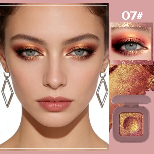 Multichrome Chameleon Eyeshadow Makeup Palette, Long wear Chameleon Rich Color Shimmer Eye Shadow, Color Shift Sparkle Eye Brightener Fairy Make Up Pallet Gift Set for Rave Christmas Party #07