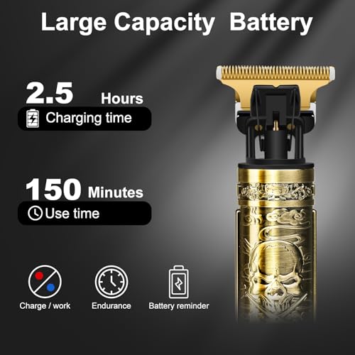 Premium Cordless Beard and Hair Trimmer for Men, Professional T-Blade Zero Gapped Rechargeable Grooming Kit, 4 Adjustable Limit Combs, Ideal Gift for Him, Unmatched Precision Luxury Care (Bronze)