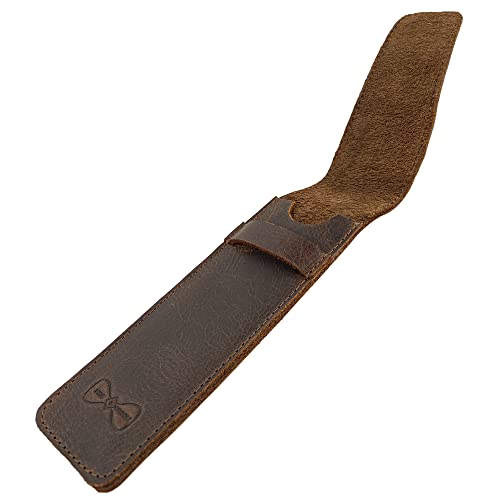 Hide & Groom, Razor Case Handmade from Full Grain Leather - Protector Case, Barber Razor Sheath, Shaving Accessories, Personal Care Essentials - Bourbon Brown