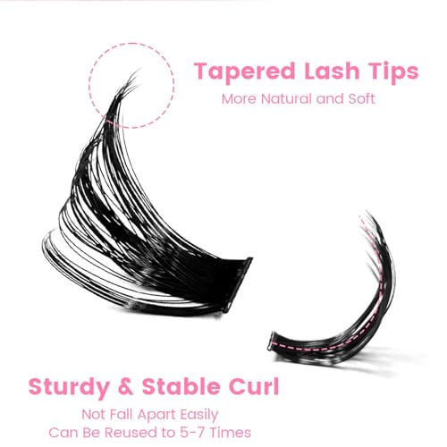 Lash Clusters C Curl 280 Pcs Long Cluster Lashes Eyelash Extensions 80D+100D Individual Eyelash Clusters Wispy Volume Lashes Clusters 8-18mm Mix Fluffy Mink Lash Clusters DIY at Home