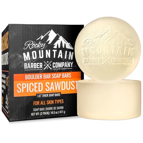 Men¡¯s All-in-One Shampoo & Body Soap Bars ? Extra Thick 1.6¡± Glycerin Hair & Body Soap Bars - 2 Soaps - Spiced Sawdust Scent - with Coconut Oil, Oat Protein & Cedarwood Oil - Made in USA - 14.5 oz