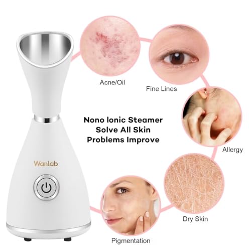 Portable Facial Steamer Nano Face Steamer Warm Mist Home Skin Spa Steamers for Sinuses Acne Pores Cleanse Blackhead Remover Kit Mask Brush
