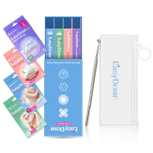 EasyDerm 4-Type Acne Patches Variety Set and 2-in-1 Pimple Popper Tool