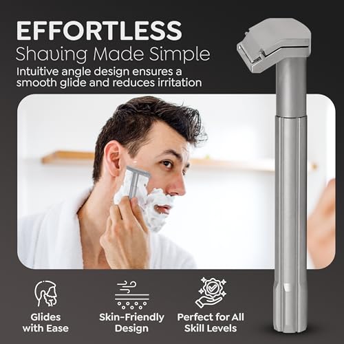 Parker Safety Razor, The SOLOEDGE ? Single Edge Razor with Magnetic Head & 100 Platinum SE Blades ? Precision Shaving, Reusable & Plastic-Free Razor for Men & Women