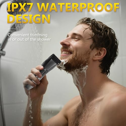 Manscape 4-in-1 Men's Body & Beard Trimmer - Groin, Pubic, and Ball Hair Shaver with No-Nick Technology, 20-Length Adjustable Beard Styler, Nose Trimmer, IPX7 Waterproof, LED Display, Travel Case