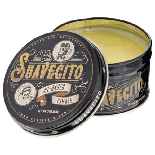 Suavecito Oil Based Pomade 3 oz Tin Can - Original Scent Hair Styling Long Lasting Hold, Healthy High Shine, For All Hair Types - Smooth Slickback To Pompadour Rockabilly Style Grease