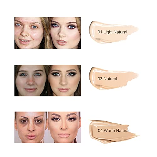 3 Pack Pro Full Cover Liquid Concealer, Waterproof Smooth Matte Flawless Finish Creamy Concealer Foundation for Eye Dark Circles Spot Face Concealer Makeup, Size:3¡¿6ml/0.20Fl Oz, Natural