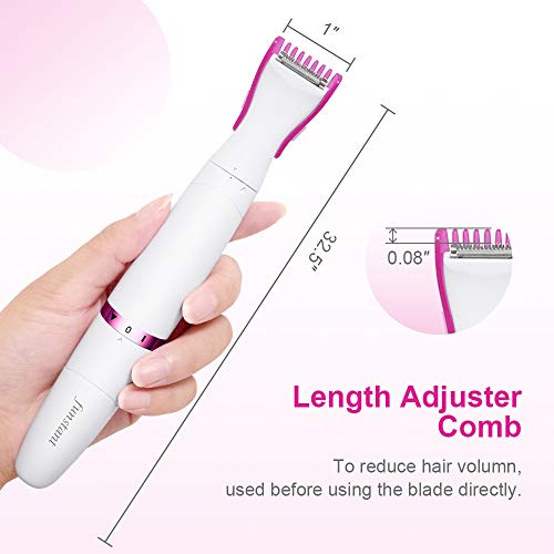 Bikini Trimmer, Funstant Electric Razor for Women with Comb, Cordless Safe Hair Trimmer Floating Foil for Dry Use, Battery Operated Personal Shaver for Lady Girl, Pubic Hair, Delicate Private Area