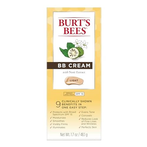 Burt's Bees BB Cream With SPF 15, Broad-Spectrum Sunscreen Tinted Lotion for All Skin Types, 98.9 Percent Natural Origin Skin Care, Light, 1.7 oz. Tube