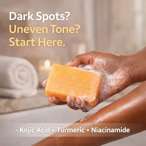 IYASA Kojic Acid Soap for Dark Spots ? Turmeric Brightening Bar with Vitamin C, Retinol & Shea Butter | Evens Tone & Fades Hyperpigmentation | SGS-Tested, Steroid-Free (2 Pack)
