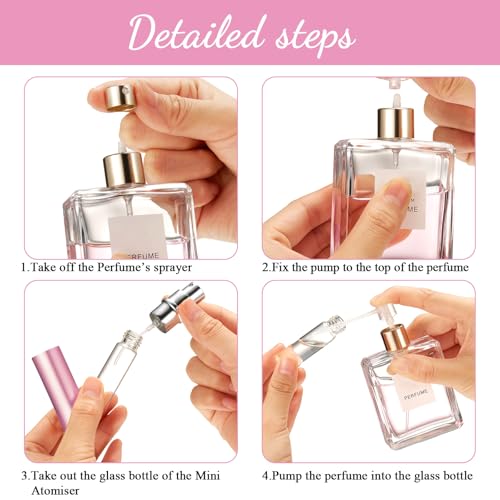 Zonon 56 Pieces 5ml Refillable Perfume Atomizer Mini Refillable Spray Perfume Bottle Portable with 56 Pieces Refill Pump Dispenser Pump Transfer Tool for Outgoing Valentine's Day(Purple, Pink, Silver)