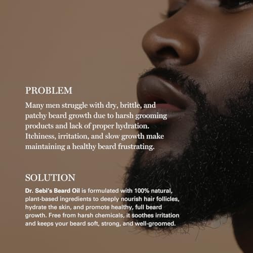 Beard Oil for Men with Batana Oil - Strengthens, Moisturizes & Supports Natural Beard Growth - Dr. Sebi Beard Conditioner for Grooming with Argan, Jojoba & Grapeseed & Oils - 1 fl oz