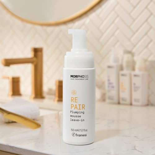 FRAMESI Morphosis Repair Plumping Hair Mousse 5.1 fl oz, Weightless Leave In Conditioner