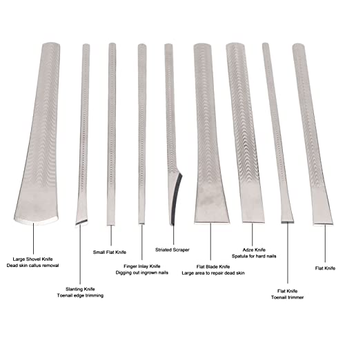 Pedicure Knife Set, Pedicure Knife Tools Kit 9PCS, Professional Stainless Steel Dead Skin Horny Remover Foot Scraper Ingrown Toenail Removal Kit for Feet Care