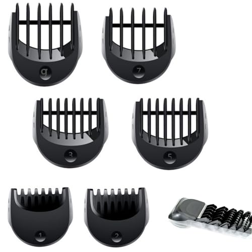 Beard Trimmer Replacement Head Compatible with Series 5£¬6 and 7 .1/2/3/5/7/9mm 6pcs Comb Trimming Attachment, for Electric Shavers 5018s5020s6075cc 7071cc7075cc7085cc7020s£¬5050cs6020s 6072cc